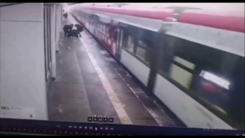 Teen shadow-boxing his friend, slips and falls onto train tracks ...